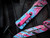 Microtech Combat Troodon D/E Gen III Signature Series Light Blue/Pink Black Splatter Cerakote Aluminum Body w/ M390Mk Splattered Plain Edge Blade (3.8") 1142-1LBPKBKSPLS