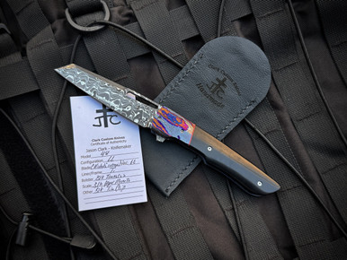 Jason Clark Custom Model 48 Flipper Black Paper Micarta Inlaid