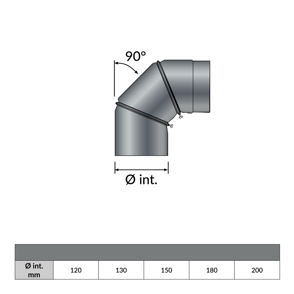 Coude 90° réglable Ø 150mm - Dessin géométrique Coude 90° réglable Ø 150mm - Dessin géométrique