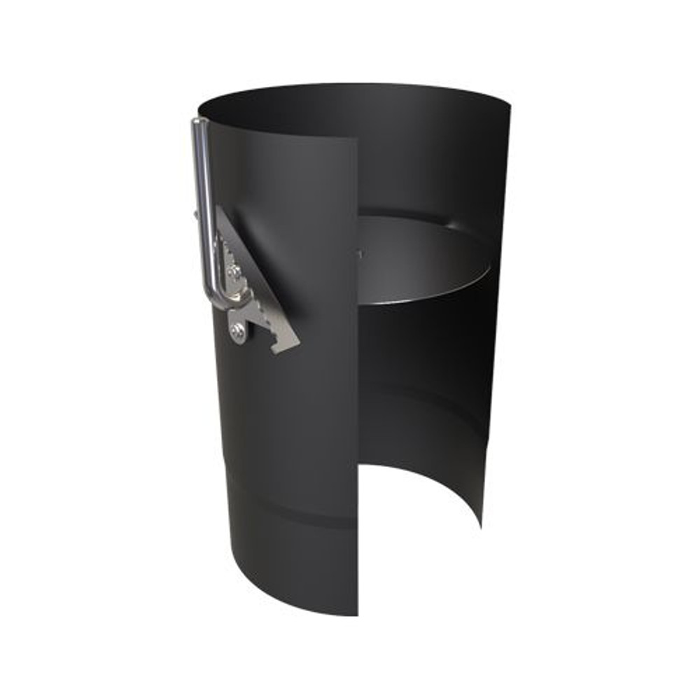 Tuyau de poêle 25 cm avec papillon Ø 125 mm SP acier inoxydable noir