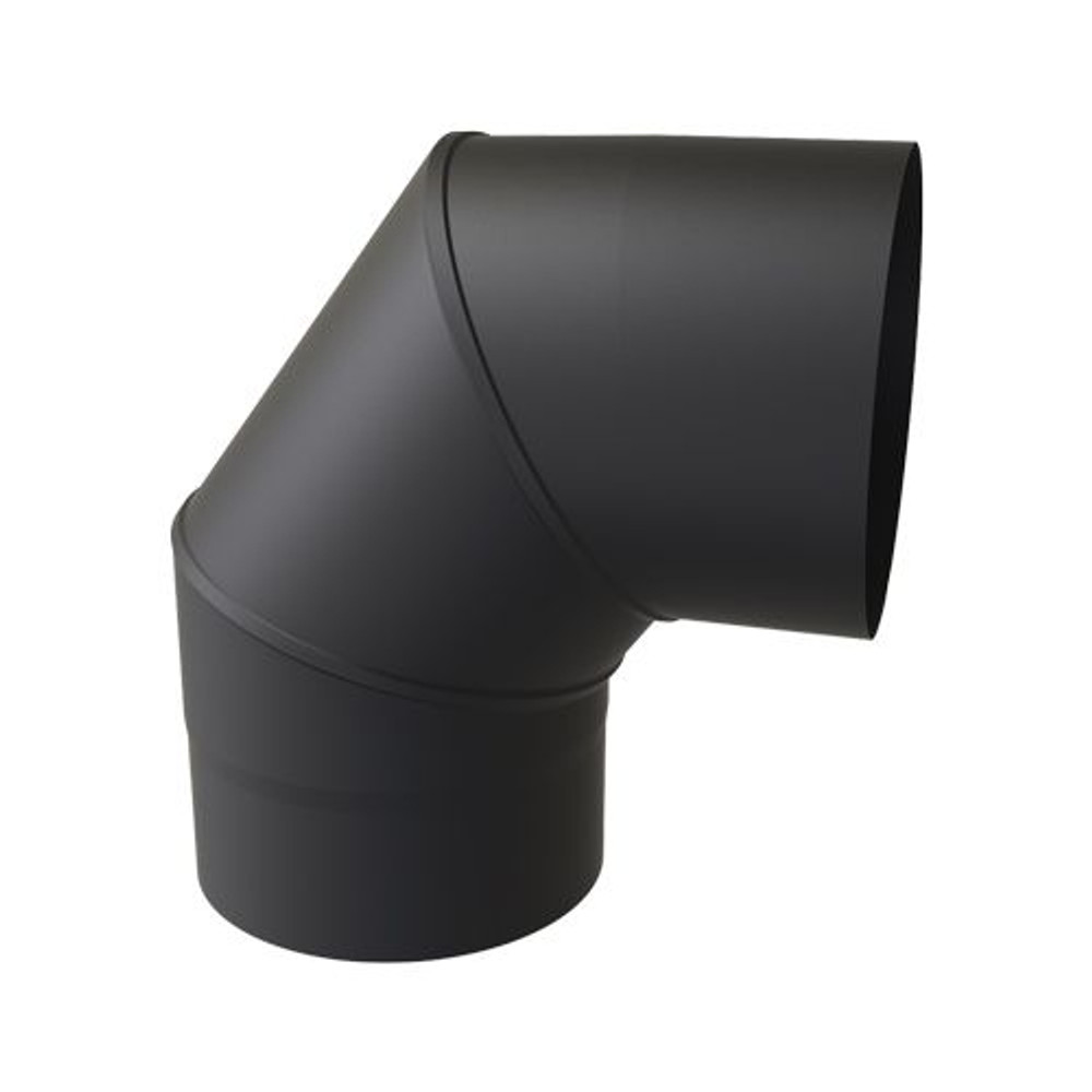 Coude de chauffage 90° Ø 100 mm simple paroi en acier inoxydable noir