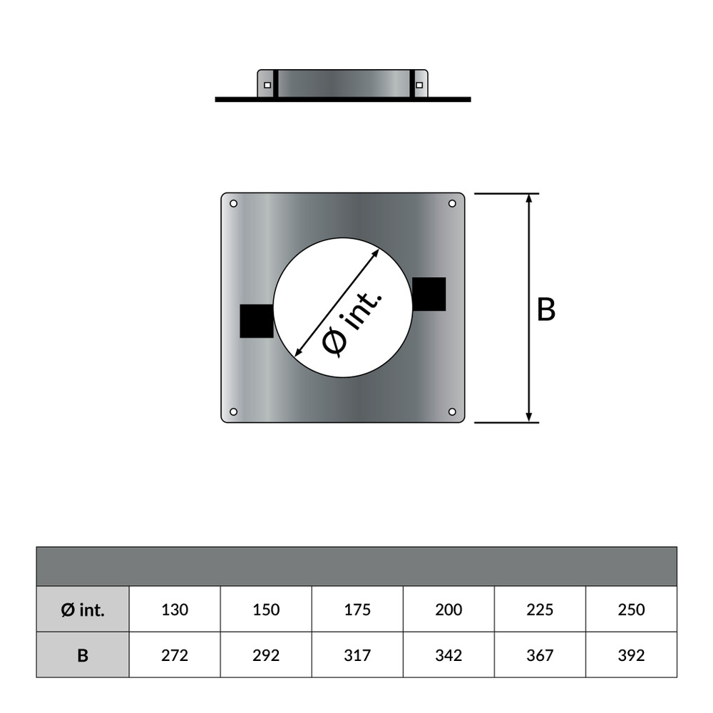 Support plancher pour SP 130 mm et DP 80 mm - Dessin géométrique