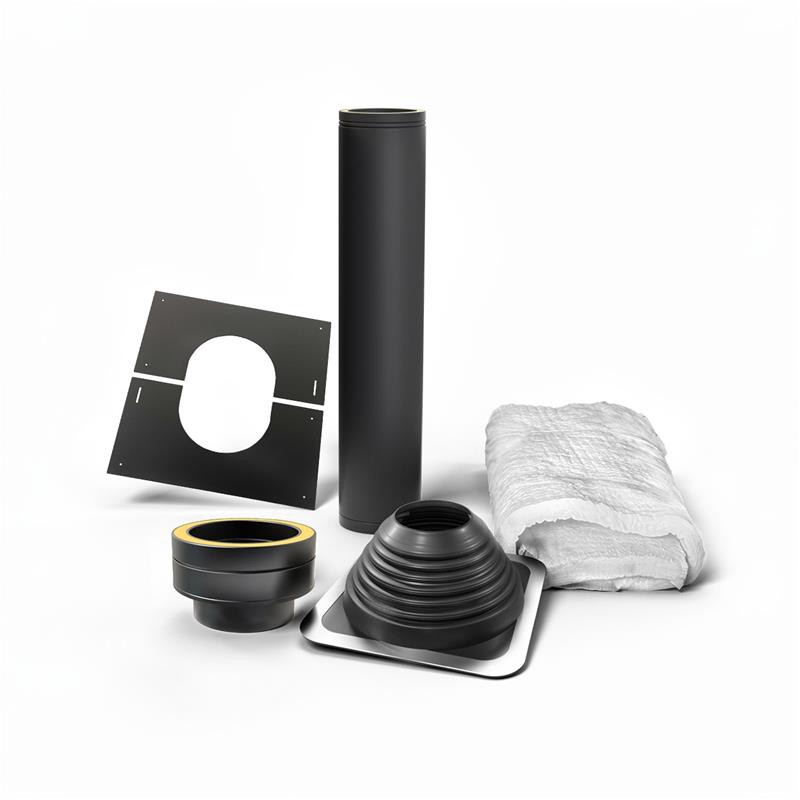 Kit de traversée de toit premium noir Ø180 mm avec plaque de toit EPDM