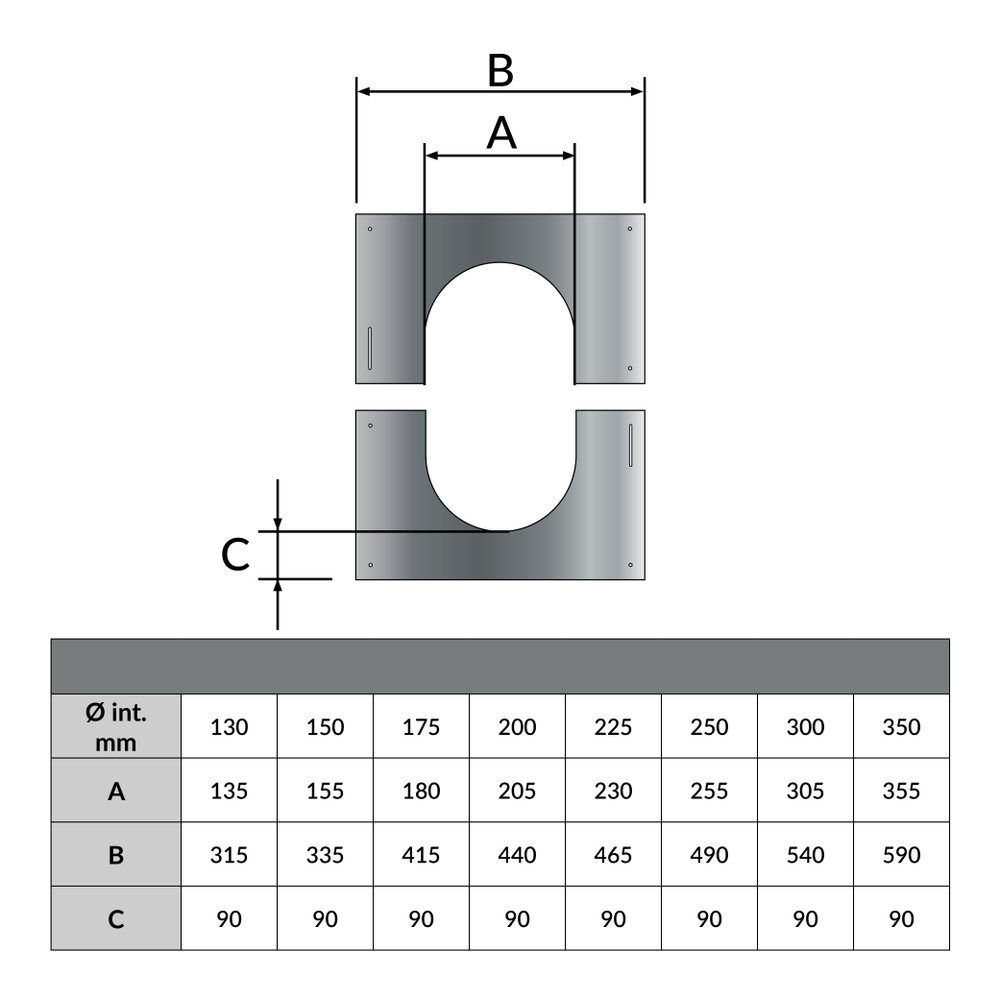 Plaque de finition 30-45° pour SP 200 mm et DP 150 mm - Dessin géométrique Plaque de finition 30-45° pour SP 200 mm et DP 150 mm - Dessin géométrique
