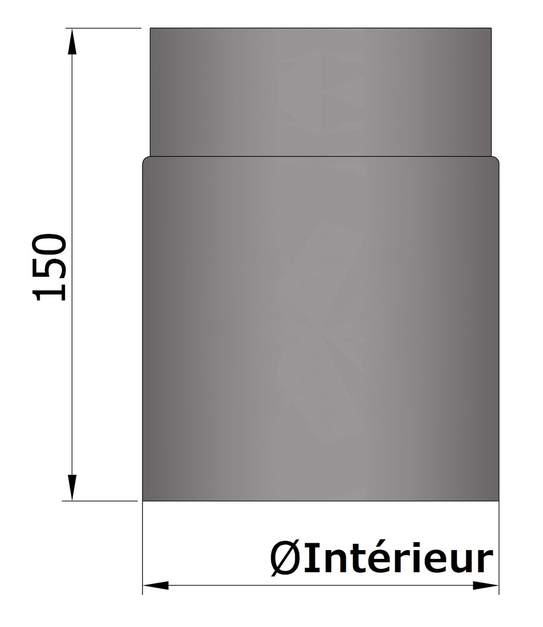 LANZZAS Élargissement pour tuyau de poêle de 150 mm à 180 mm, couleur :  noir métallisé, (diamètre : 150 mm) : : Bricolage