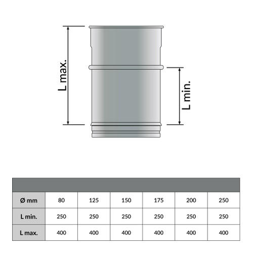 Longueur télescopique 25-40cm Ø 175mm - Dessin géométrique