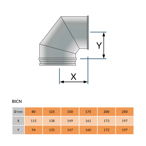 Coude fixe 90° ø 175mm