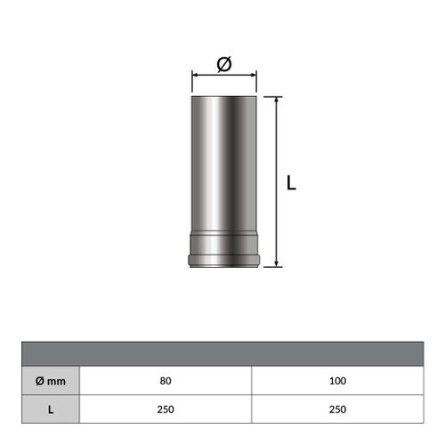 Elèment 25cm pour poêles à granules de bois pellets Ø 100mm - Dessin géométrique