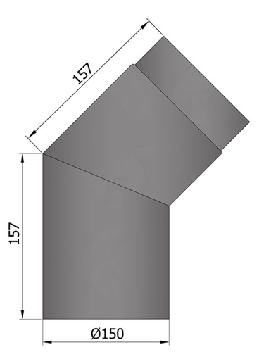 Coude fixe 45° Ø 150mm.