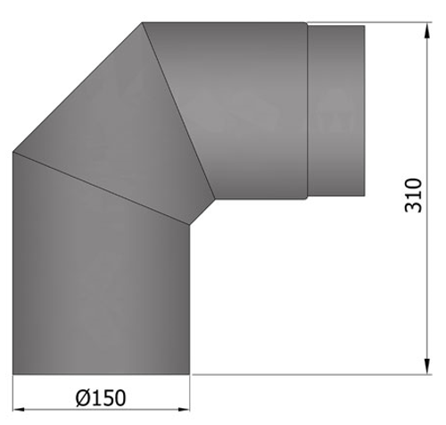 Coude fixe 90° Ø 150mm.