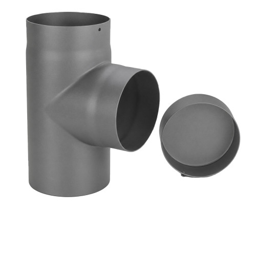 Té 90° avec bouchon gris Ø 130mm - Dessin géométrique