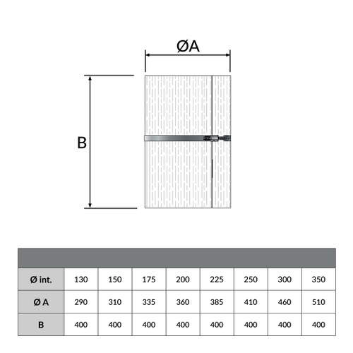 Coquille isolante 40 cm pour SP 200 mm et DP 150 mm - Dessin géométrique