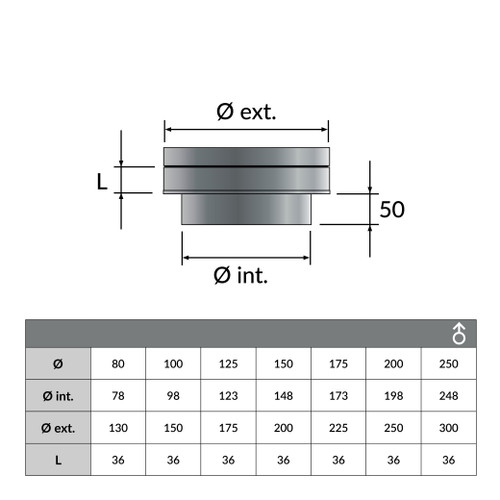 Plat adaptateur simple - double paroi plat Convesa premium Ø 100mm - Dessin géométrique