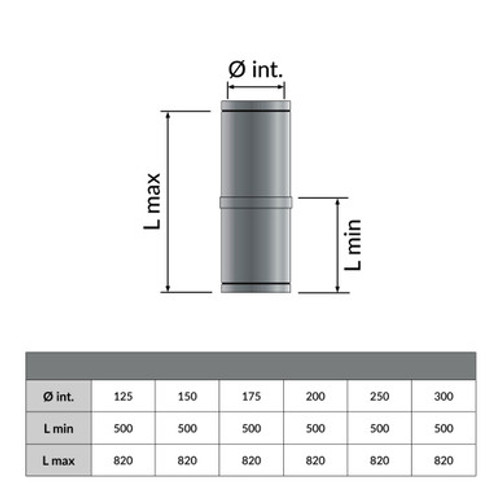 Longueur télescopique Convesa premium 50-80 Ø 80mm - Dessin géométrique