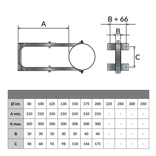 Support mural 210-300mm pour Ø 80mm - Dessin géométrique