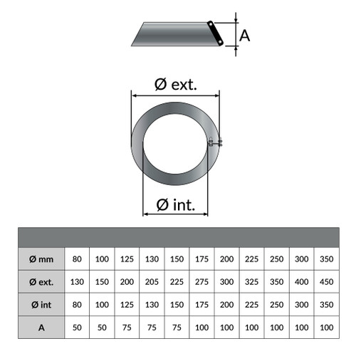 Col de solin 125mm noir mat - Dessin géométrique