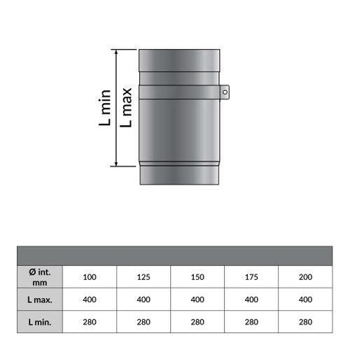 Tuyau de poêles longueur télescopique 25-40 cm Ø 100 mm acier inoxydable