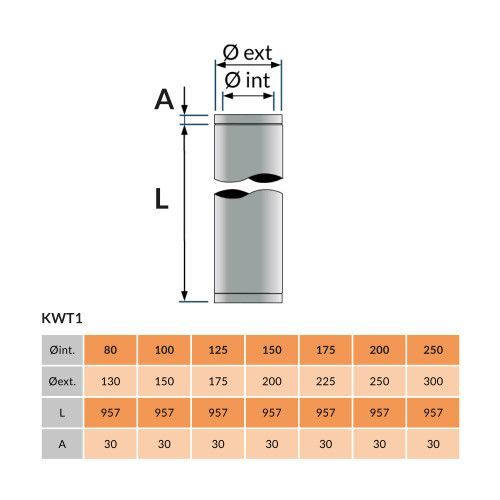 Elèment 100 cm Ø 175 mm noir mat