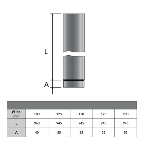 Tuyau de poêles 100 cm acier inoxydable Ø 125mm - Dessin géométrique