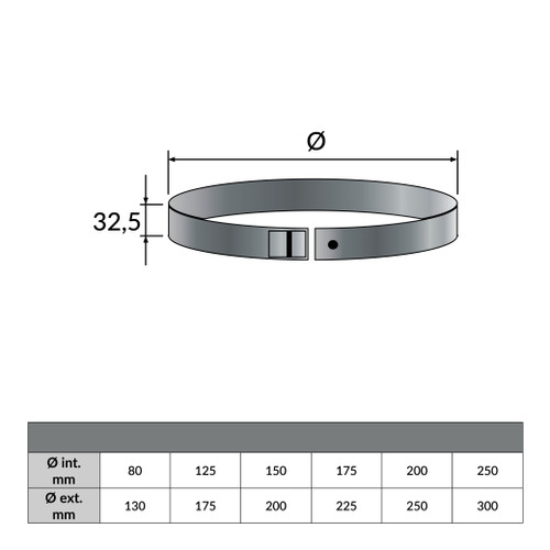 Bride de securité Convesa premium Ø 175mm pour double paroi noir mat - Dessin géométrique
