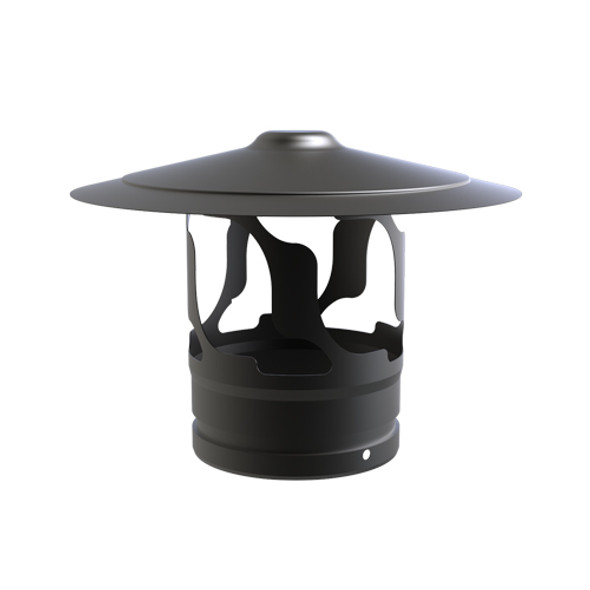 Tuyau de poêle Chapeau parapluie emaillé noir mat Ø 200mm