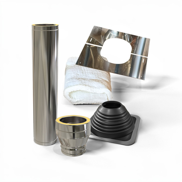 Kit de traversée de toit premium inox Ø175 mm avec plaque de toit EPDM