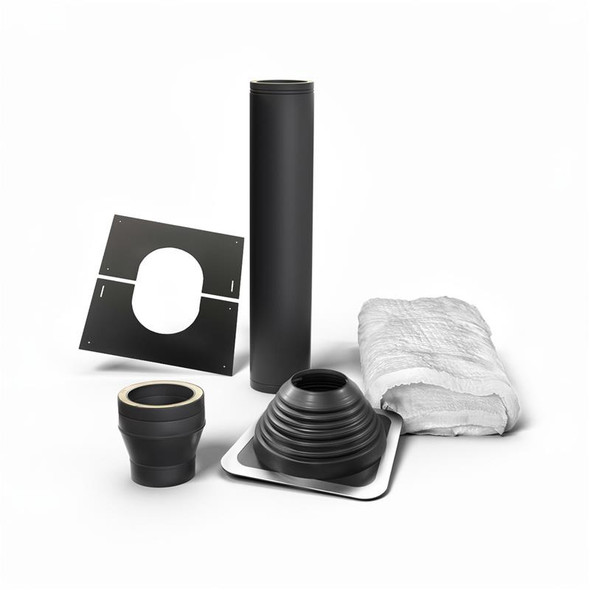 Kit de traversée de toit premium noir Ø130 mm avec plaque de toit EPDM