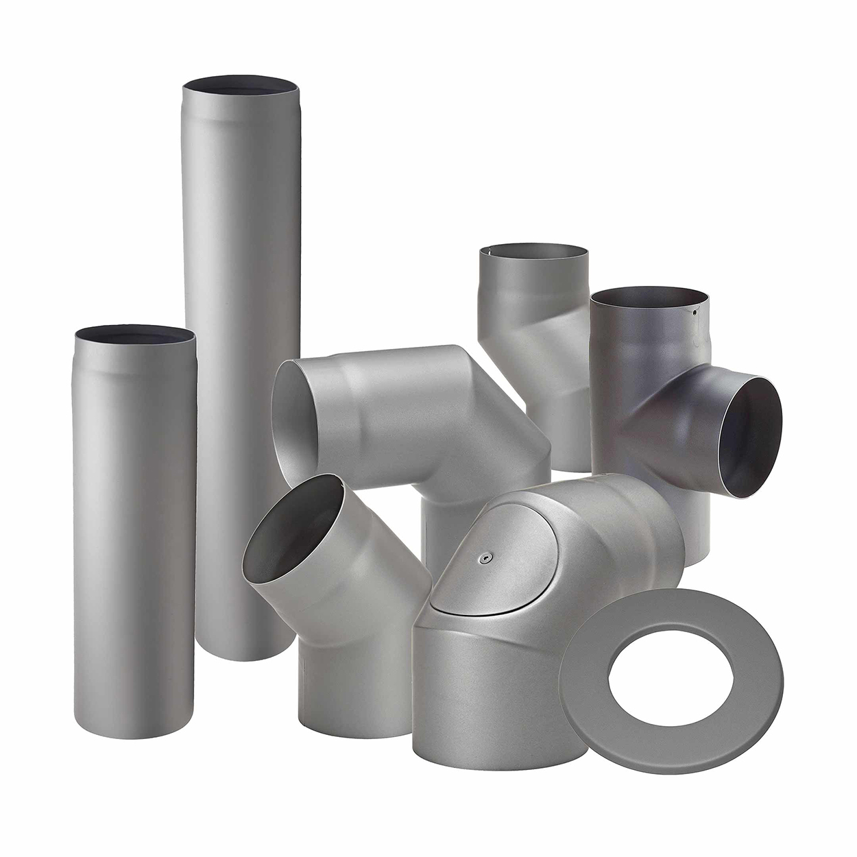 Tuyaux de poêle épais 150 mm gris
