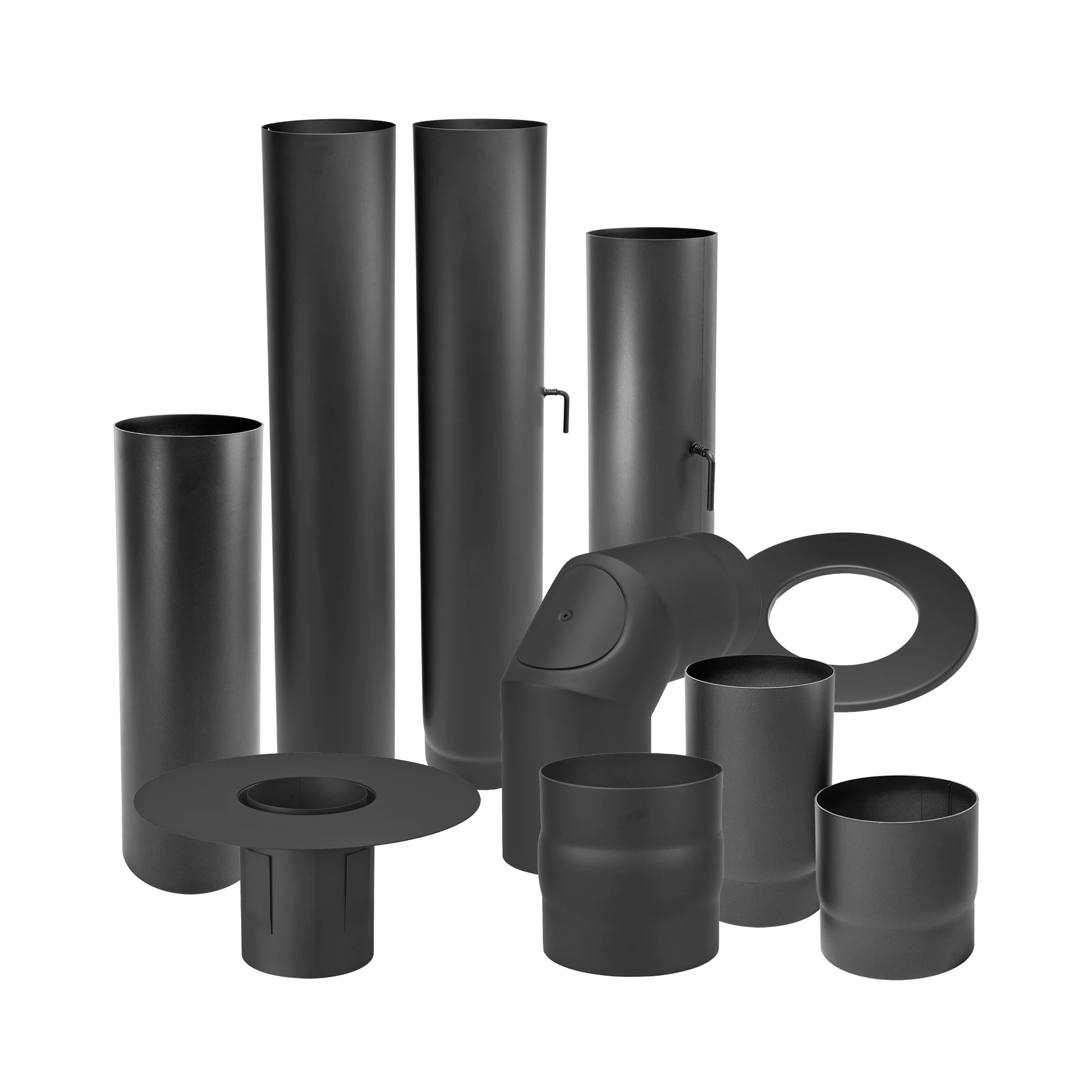 Tuyaux de poêle épais 200 mm noir