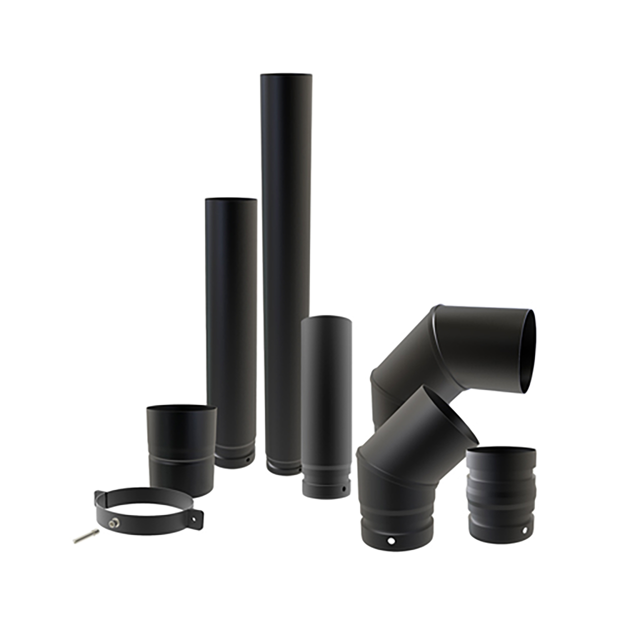 Tuyaux émaillés noir mat 80 mm