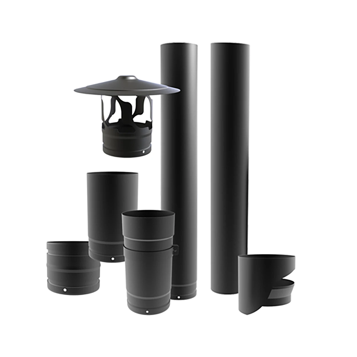 Tuyaux émaillés noir mat 125 mm