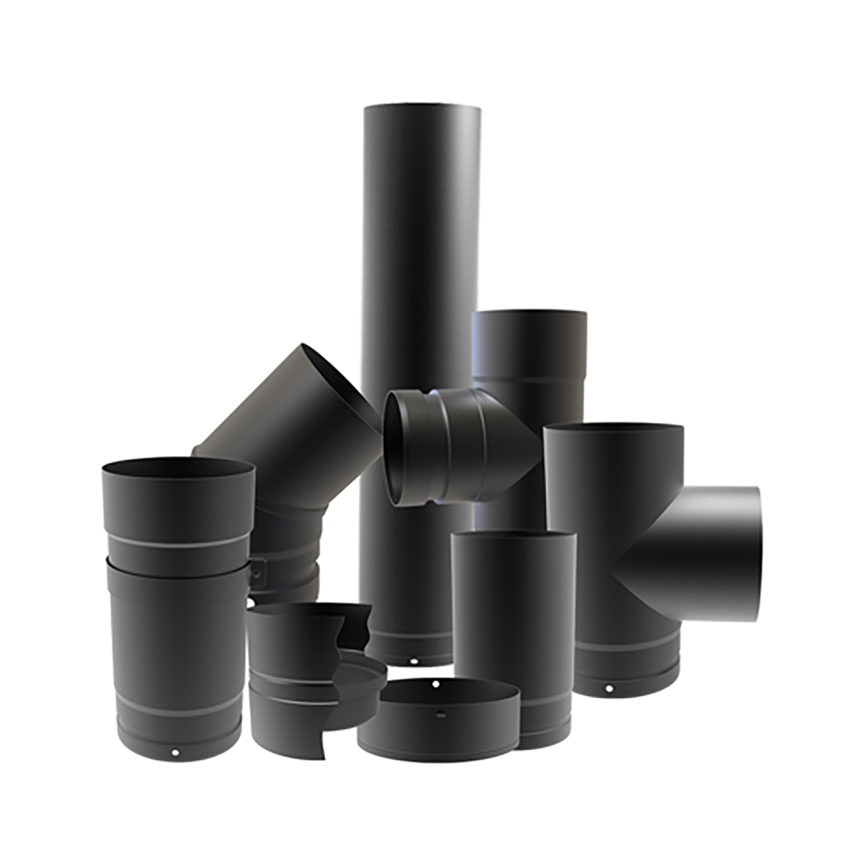 Tuyaux émaillés noir mat 150 mm