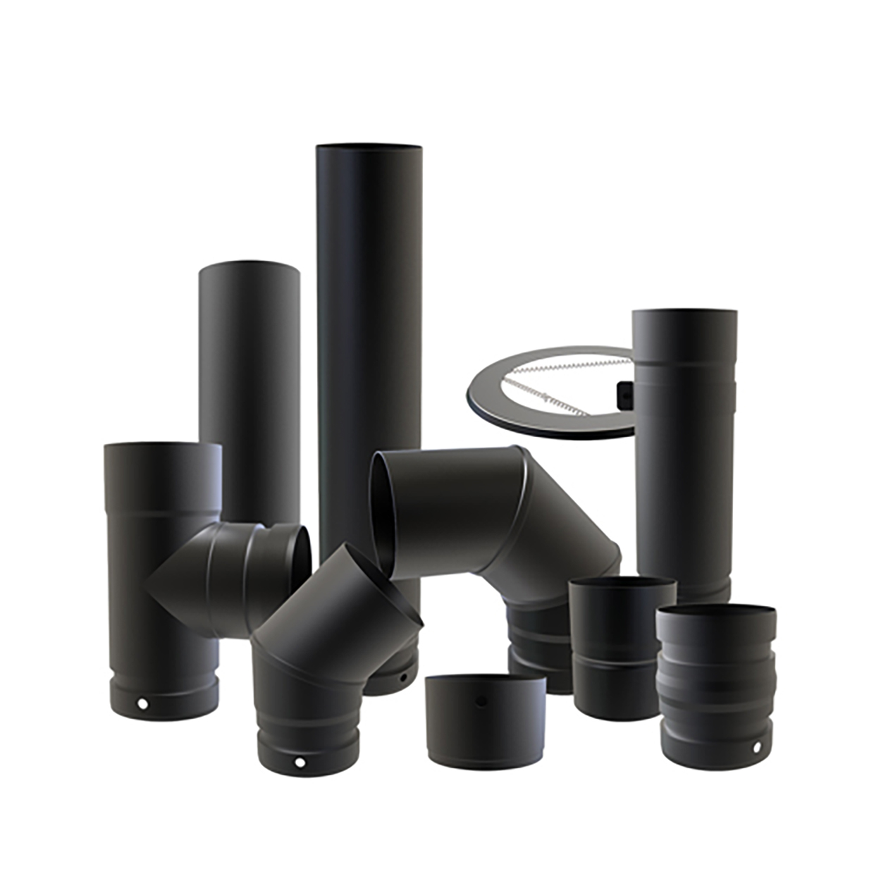 Tuyaux émaillés noir mat 100 mm