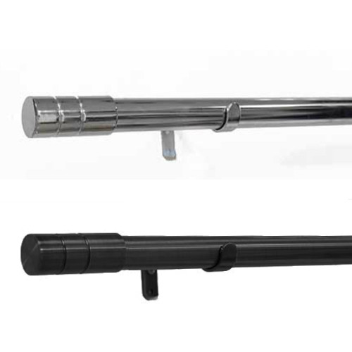 Modern Matt Black and Chrome Silver Extendable Curtain rod/pole
