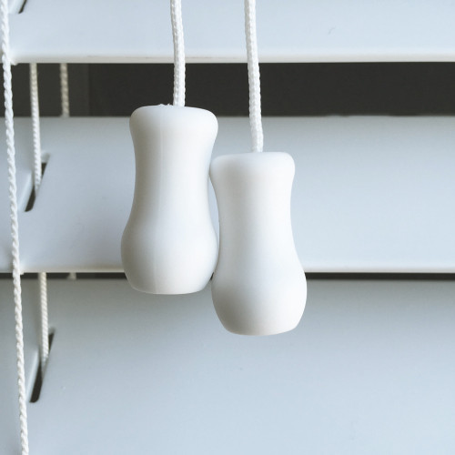 Stylish Timber Look Acorns on White 50mm Slatted Blinds