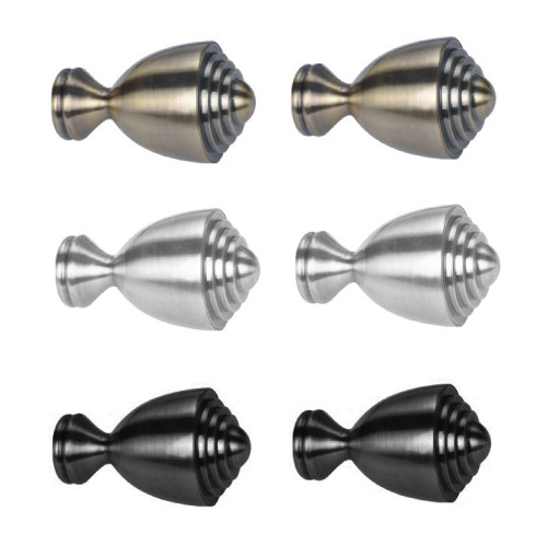 Curtain Rod Finials Urn Shape chrome, antique brass, matt black