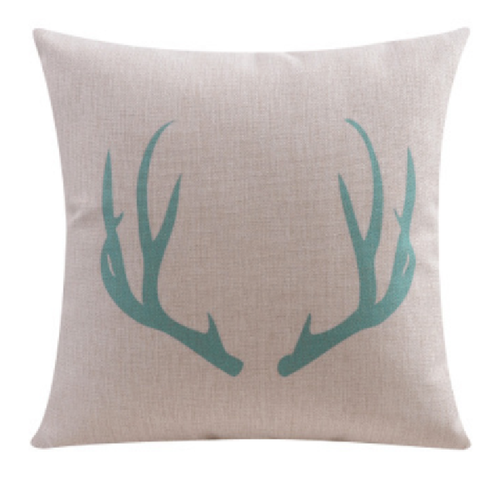 Aqua Antlers Cushion Cover 45cm x 45cm Linen Cotton | Sold Out!