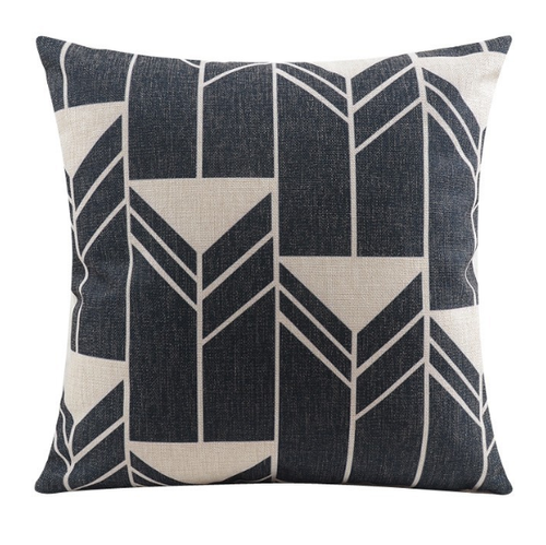 Black and White Triangle Linen Cushion Cover 45cm x 45cm