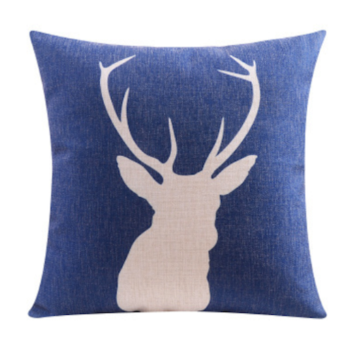 Deer Cushion Linen Cotton Cushion Cover Dark Blue 45cm x 45cm | Sold Out!