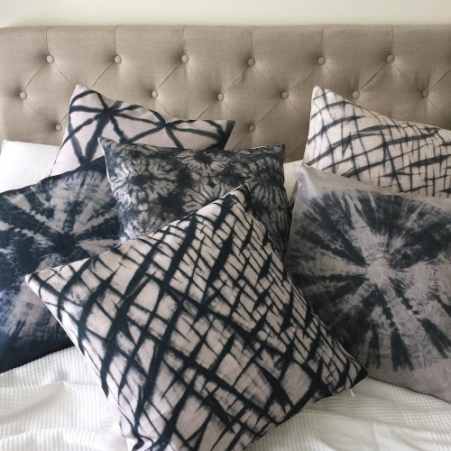 Shibori Graphite Cushion Covers