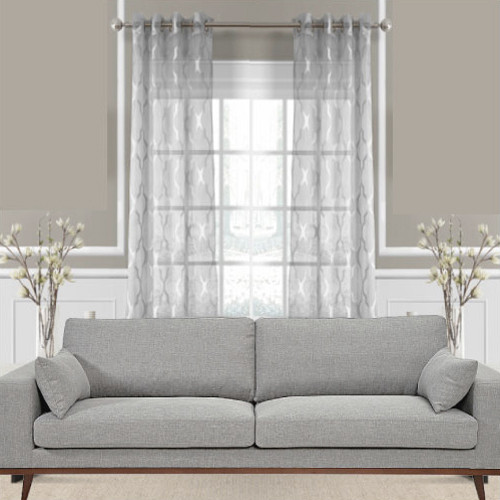SILVER GREY Premium Sheer Eyelet Curtain panel | Designer Pick