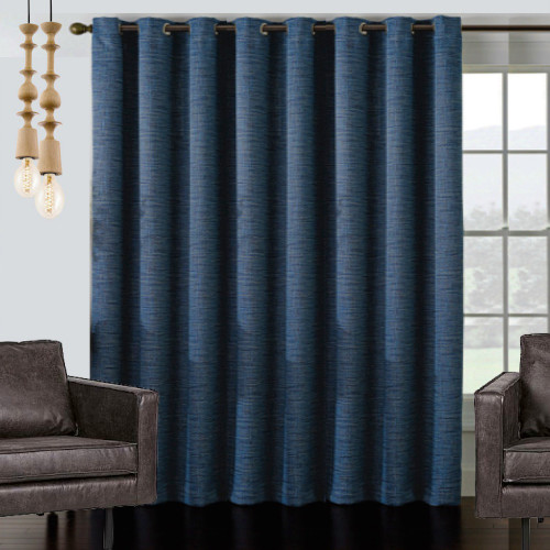 Vail Wide Blockout Eyelet Large Curtain Panel | Blue