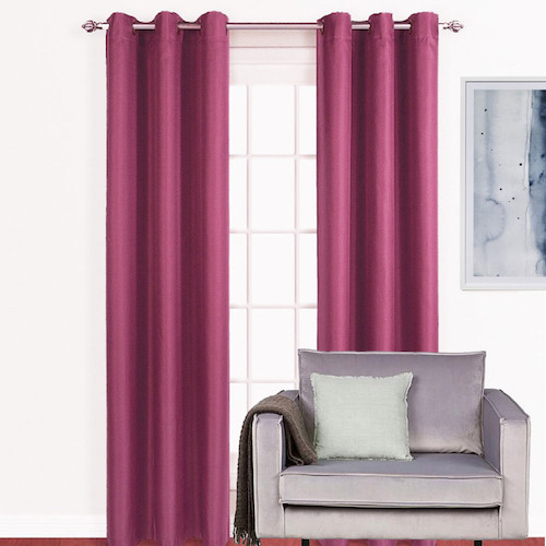 ASPEN Lined Blockout Eyelet Curtain Panel PINK