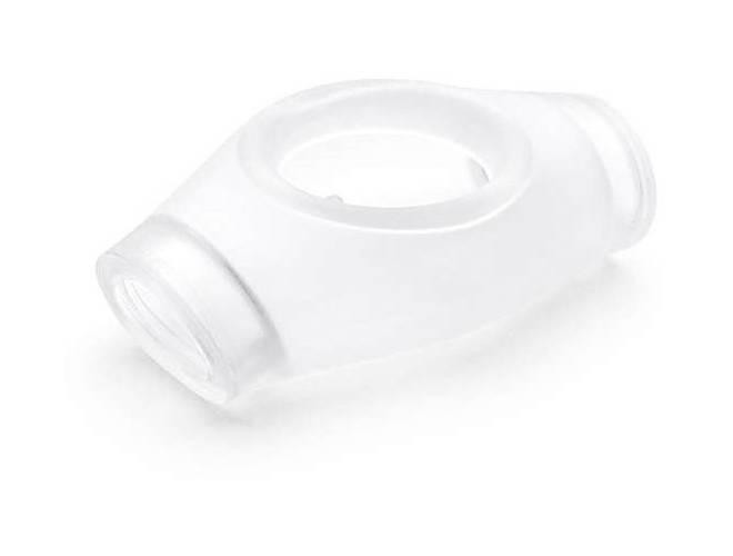 Philips Respironics DreamWisp Connector, clear medical device connector for respiratory therapy.
