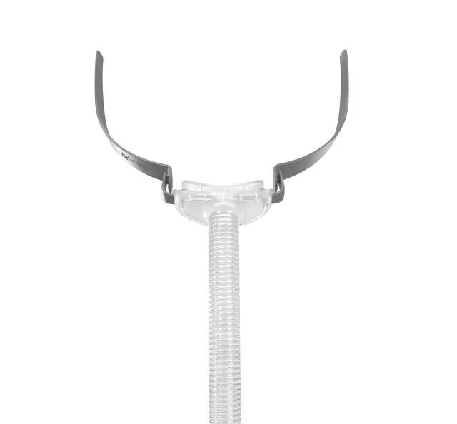 Resmed AirFit N30 Frame, lightweight CPAP nasal mask frame with flexible design and clear tubing connector.