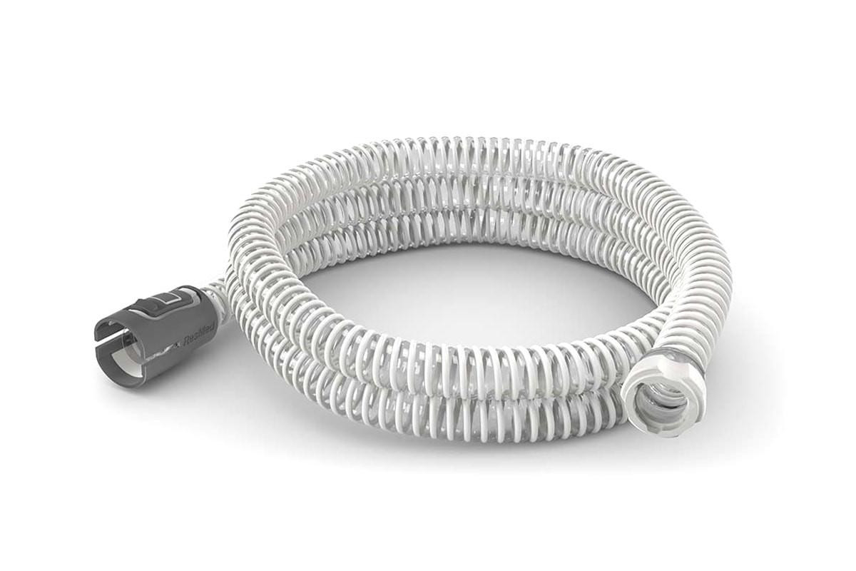 Resmed Airmini Tubing, coiled white flexible tubing for CPAP therapy.