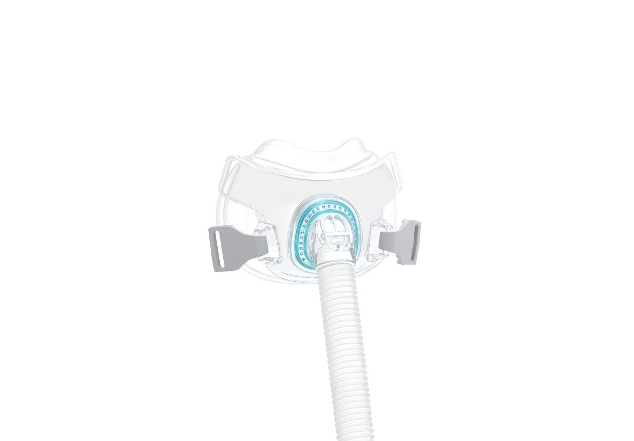 BMC F6 Full Face Mask Fit Pack, clear full-face mask with adjustable straps and breathing tube for respiratory protection.