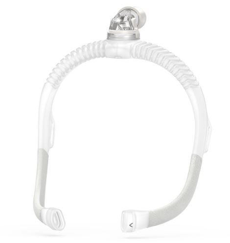 Resmed 30i Frame (conduit), image of a white medical respiratory mask with flexible conduit and adjustable straps.