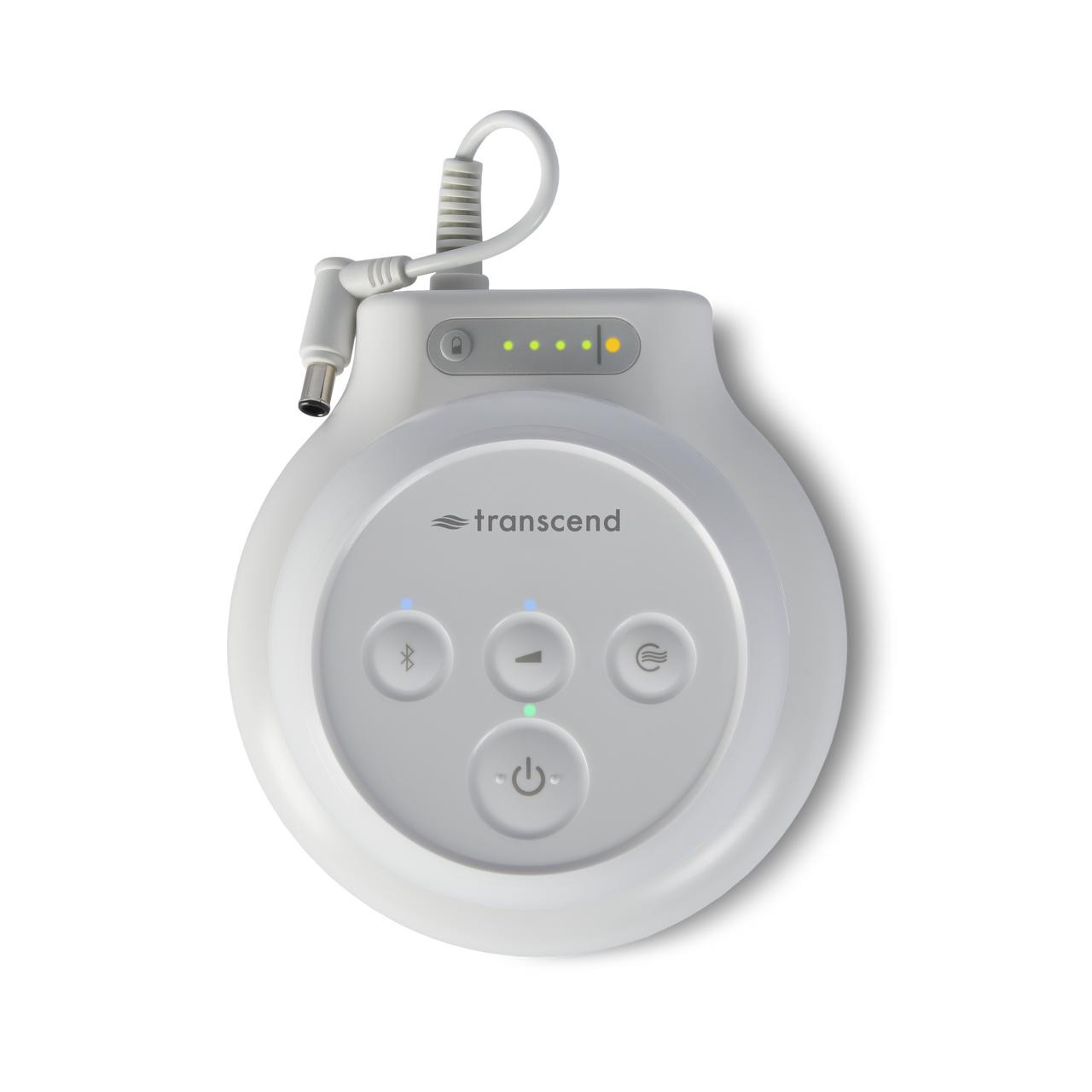 Transcend Micro PowerAway battery, portable medical device with indicator lights and attached power cord.