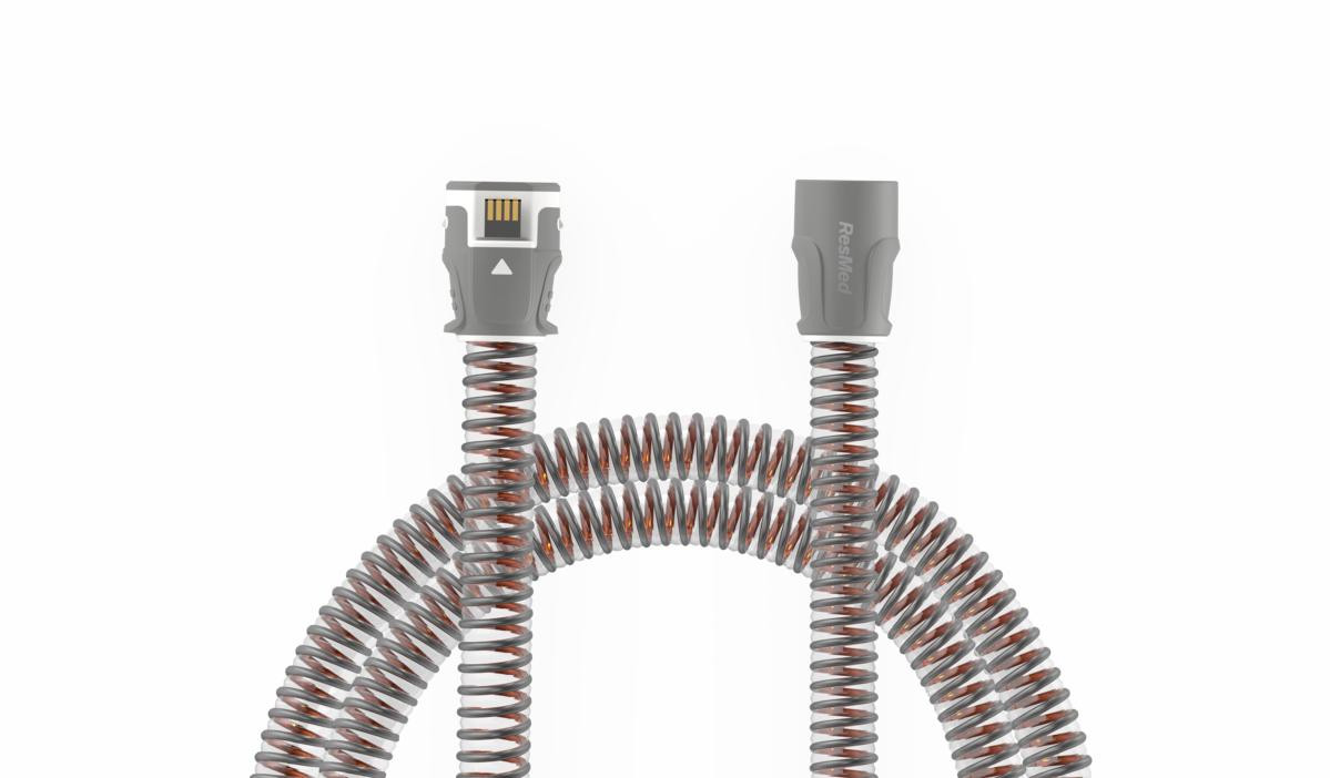 Resmed Airsense 11 Auto Super Value Package, close-up of hoses and connectors for medical sleep apnea therapy equipment.